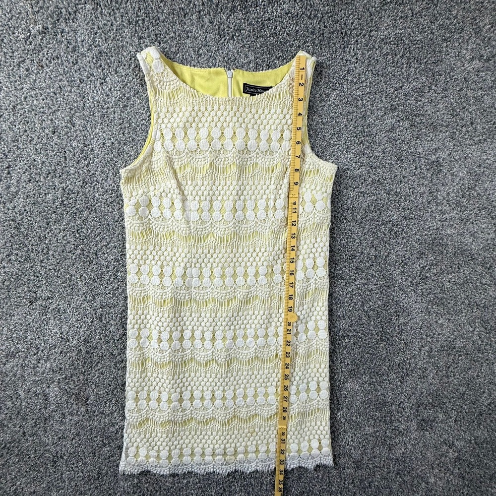 Jessica Howard Yellow White Lace Shift Dress Sleeveless Petite 10P - Picture 6 of 12